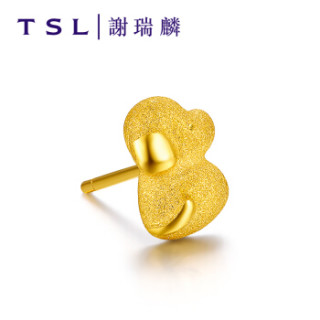 tsl谢瑞麟黄金耳钉十二生肖系列可爱狗狗黄金耳钉yn764单只耳钉约135