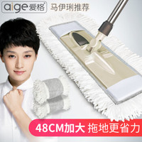 爱格（aige） 大号平板拖把 家用平拖拖布 木地板尘推 地拖 米咖色共三块布