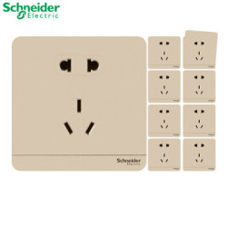 Schneider Electric 施耐德电气 施耐德开关插座面板 绎尚系列薄暮金色 10A五孔插座 5孔墙壁电源插座面板 五孔二三插 十只装