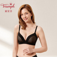 Triumph/黛安芬性感几何蕾丝内衣女无钢圈小胸聚拢集中型文胸E003007 黑色-04 75B