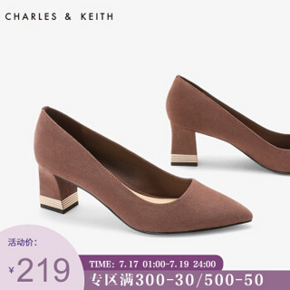 CHARLES＆KEITH单鞋CK1-60920100金属镶嵌鞋跟女士尖头高跟鞋 紫红色 36