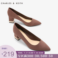 CHARLES＆KEITH单鞋CK1-60920100金属镶嵌鞋跟女士尖头高跟鞋 紫红色 36