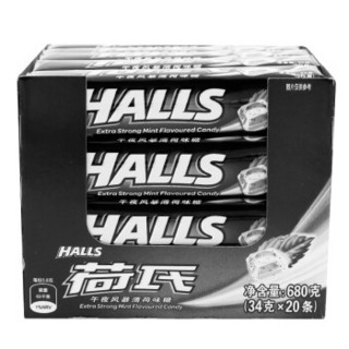 荷氏  HALLS 午夜风暴薄荷味 清凉零食糖果 34g*20条装 (整盒发货)