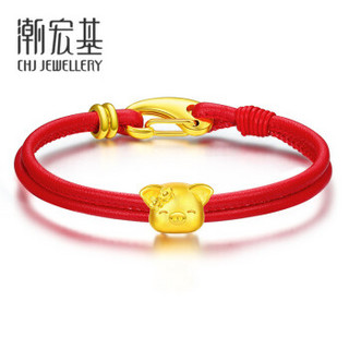 潮宏基 CHJ JEWELLERY 小萌猪 金猪黄金转运珠定价足金 SHG30000129 手绳颜色随机