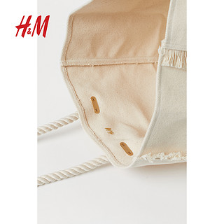 HM 女包女士包袋2020夏装新款手提包流苏帆布购物包大容量0895636