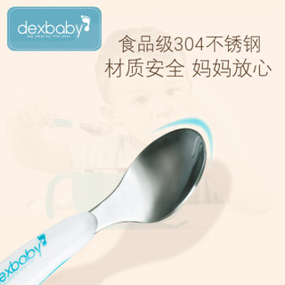 dexbaby 美国儿童不锈钢叉勺餐具套装 婴儿辅食练习餐具带防滑手柄 不含化学成分 丁香紫 叉勺组合套装