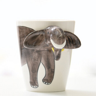 铂玉3D立体动物陶瓷杯创意个性马克杯情侣杯办公室咖啡杯喝水杯子 大象