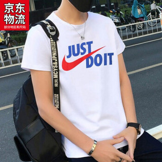 NIKE耐克官网男装上衣 2020夏季新品运动服棉质休闲半袖时尚圆领针织体恤透气跑步训练短袖简约T恤 AR5007-106/全棉/红勾/店长推荐 XL/180/96