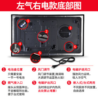 黑狗（HEIGOO） HL-DQ-10B 电气两用灶具 左气右电 嵌入式 天然气 黑色