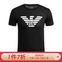 EMPORIO ARMANI 阿玛尼奢侈品19春夏新款男士鹰标印花圆领短袖T恤 8N1T99-1JNQZ BLACK-0999 XXL