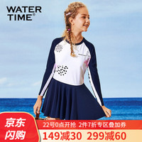 Watertime蛙咚 儿童泳衣 女童韩版连体裙式游泳衣公主学生韩国女孩泳装 粉色小花裙 身高152-164（12/14岁）