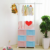 日本爱丽思IRIS 儿童多功能可伸缩衣架塑料收纳柜宝宝衣柜 MHC-160&MHC;-140 *2件