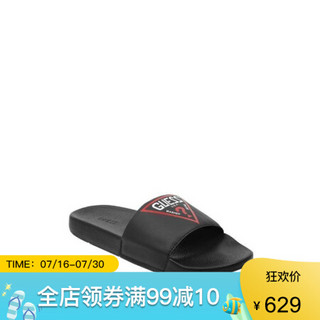 GUESS盖尔斯男鞋一字带倒三角平底拖鞋凉鞋GMENELO black 10