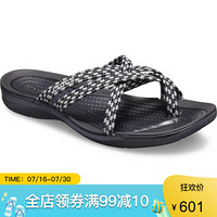 CROCS卡骆驰女鞋平底夹趾拖鞋205728 Black / Black 11