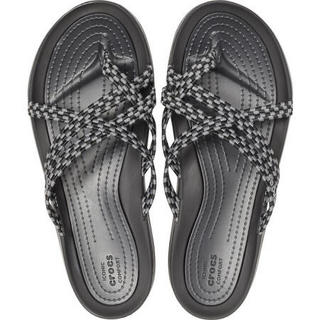 CROCS卡骆驰女鞋平底夹趾拖鞋205728 Black / Black 11