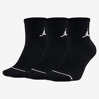 耐克Nike Jordan 袜子男袜女袜短袜3双SX5544 Blk/Blk/Blk S (W 4-6)