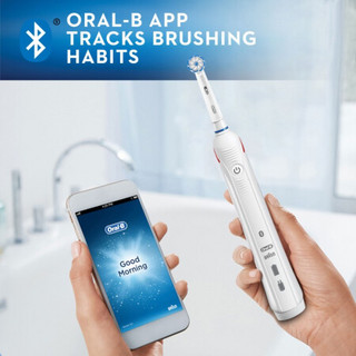 美国直邮 博朗 欧乐B（Oral-B）成人声波智能精密电动牙刷充电式旋转式防水家用牙刷 白色（含2个替换刷头）