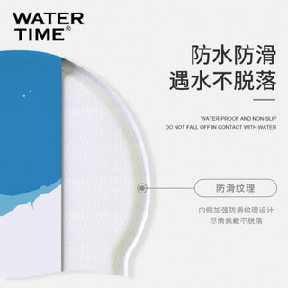 WATERTIME/蛙咚 防水护耳硅胶抗氯泳帽女专业长发时尚大号不勒头ins印花游泳帽 冰川北极熊-White