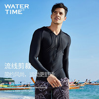 WATERTIME/蛙咚 潜水服 男拉链带帽保暖防晒速干长袖游泳衣上衣水母衣男冲浪服 黑色上衣 XL