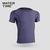 WATERTIME/蛙咚 潜水服男长袖防晒游泳衣上衣防水母服速干漂流浮潜专业冲浪服 蓝灰色短袖 L