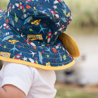 澳洲BanZ 婴幼儿双面沙滩防晒太阳帽 0-5岁 出游轻薄宽帽檐遮脸 设计师系列 新款上市 汽车巴士 0-2岁（头围约45-50cm）