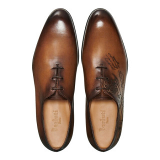 商品berluti伯鲁提男鞋牛津皮鞋时尚设计不对称scritto图案牛皮材质