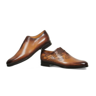 商品berluti伯鲁提男鞋牛津皮鞋时尚设计不对称scritto图案牛皮材质