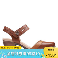 Clarks其乐女鞋高跟鞋粗跟浅口凉鞋包头26139771 Maho Leather 10M