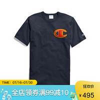 Champion冠军男士圆领纯色C徽标T恤运动衫经典纯棉 GT19  Y07981 Navy 2XL