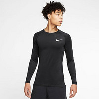 耐克Nike男士长袖T恤健身训练紧身衣BV5588 Black/White M