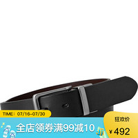 Fossil化石男款腰带针扣皮质纯色CT39-281446 Black 36