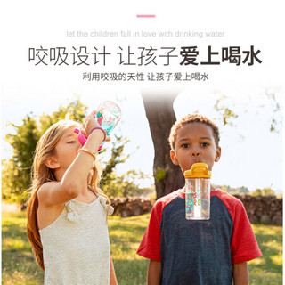 2020新款 驼峰（CAMELBAK）美国 儿童吸管杯便携防漏耐摔卡通学生水杯带吸管幼儿园 透明色【送吸管刷、杯刷和防尘盖】 400ML