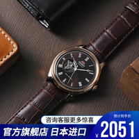 东方双狮(东方表 ORIENT)新品镂空机械表全自动机械男表 时尚经典休闲皮带男士手表 FAG00001T0/皮带棕盘
