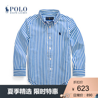 Ralph Lauren/拉夫劳伦男童 2020年春季条纹棉府绸衬衫33234 400-蓝色 3/3T