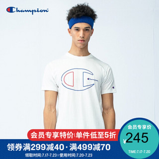 Champion冠军 TRAINING 大C LOGO潮圆领基础宽松 短袖T恤男 白色 XL