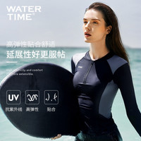 WATERTIME 蛙咚 女游泳衣 水母衣潜水浮潜服 显瘦保守运动泳衣 分体长袖上衣冲浪服防晒衣 黑色半拉链上衣+长裤 XL