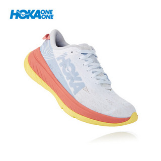 HOKA ONE ONE女卡奔X碳板竞速公路跑步鞋 Carbon X减震透气运动鞋20春新 云雾灰 / 樱粉 7/240mm