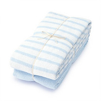 MUJI 棉绒 浴巾套装 浅蓝色条纹 70×140cm 2条装