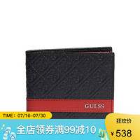 GUESS盖尔斯男士钱包徽标压纹皮夹卡包91082301 black/red ns