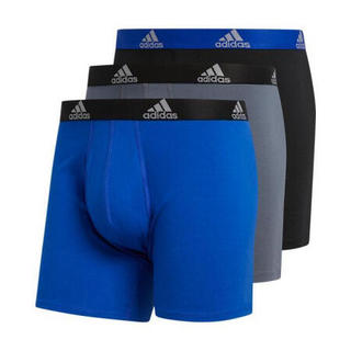 ADidas阿迪达斯男棉质条纹内裤短裤平角裤三件装8171286 Med Blue M