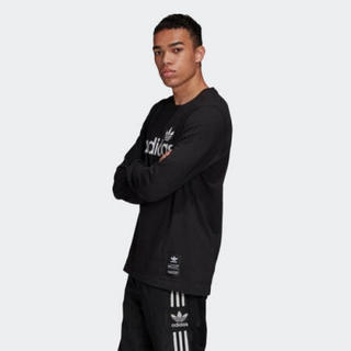 Adidas阿迪达斯男士三叶草运动长袖上衣圆领套头衫打底衫FM3391 Black L