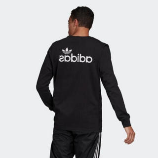 Adidas阿迪达斯男士三叶草运动长袖上衣圆领套头衫打底衫FM3391 Black L