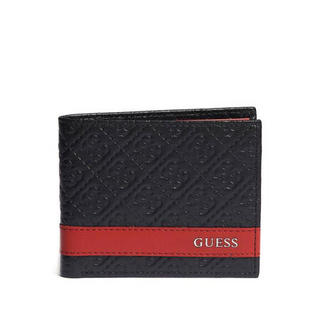 GUESS盖尔斯男士钱包徽标压纹皮夹卡包91082301 black/red ns