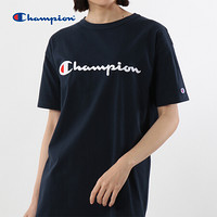 Champion冠军 WOMENS草字刺绣LOGO短袖连衣裙T恤女 藏青色 L