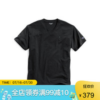 Champion冠军男士V领T恤棉质运动衫休闲短袖 T0221 Black L