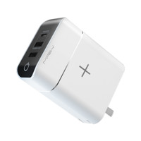 MIPOW麦泡 无线有线充电器+充电宝三合一便携移动电源小巧便携超薄5000毫安适用苹果安卓机型墙充 白色