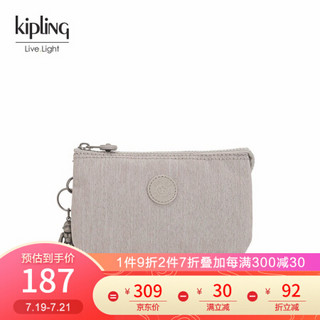 kipling女包迷你帆布包20新款时尚简约手拿包零钱包|CREATIVITY L 浅灰褐