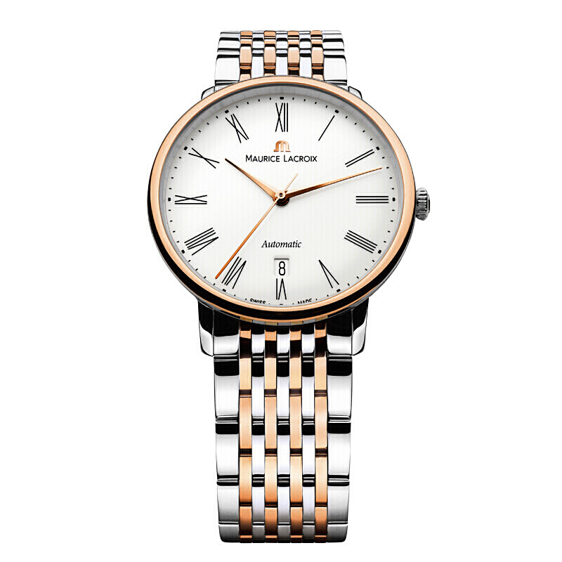 MAURICE LACROIX 艾美 典雅系列 LC6067-PS103-110-1 男士机械手表 38mm 白盘 间金精钢带 圆形