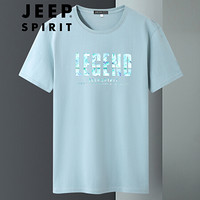 吉普 JEEP 2020夏季短袖T恤男圆领短袖宽松休闲舒适男装上衣服打底衫20MB562TS9299 灰蓝 L