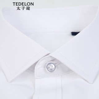 太子龙(TEDELON) 长袖衬衫男士白色棉质修身方领商务职业正装工装上衣新郎工作休闲衬衣T01101白色平纹2XL/41